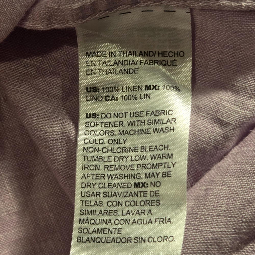 Chico's 100% Linen Button Up Shirt 3/4 Sleeves, Size 2 Women's 12/14, Lavender - Picture 6 of 10
